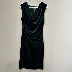 Vince Camuto Dark Green Velvet Midi Dress